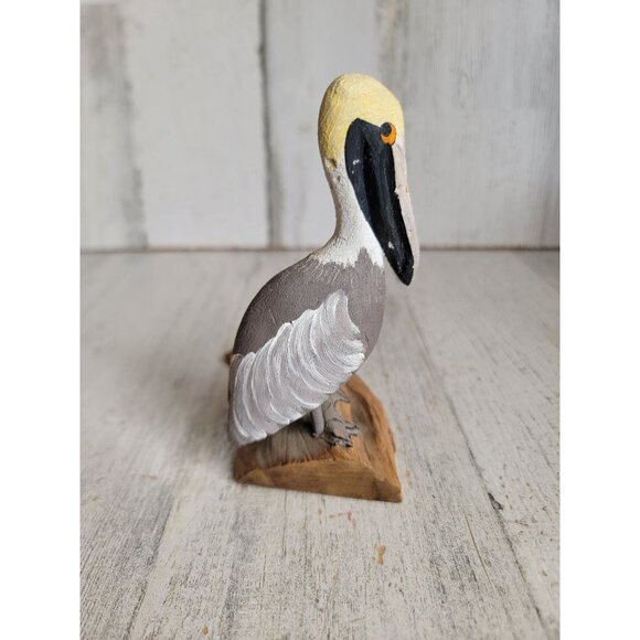 Whitten pelican wooden bird home decor vintage unique nature - Picture 6 of 7